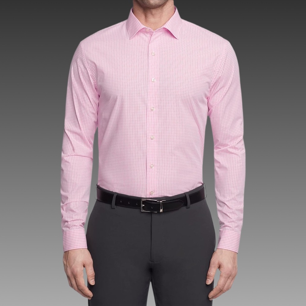 NWT Mens Pink & White‎ Plaid Sz Lg 16-16.5